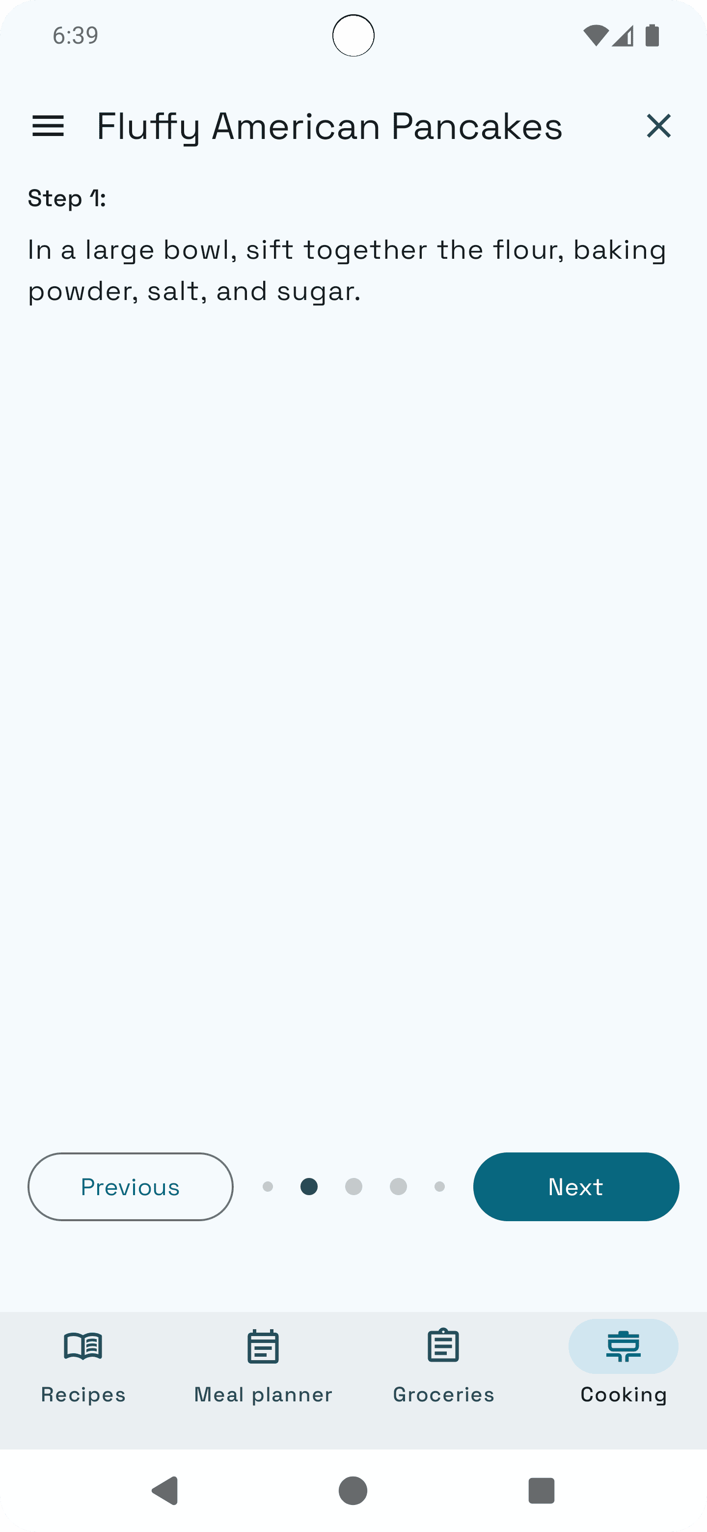 Detailed cooking instructions with timer